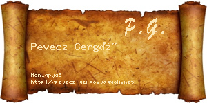 Pevecz Gergő névjegykártya